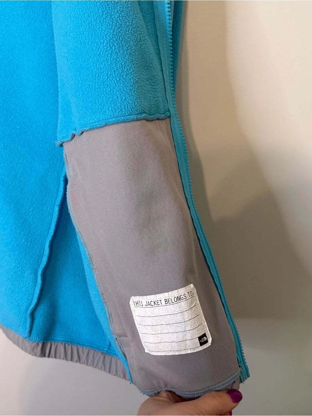 The North Face Girls XL 18 Fleece Jacket Blue Gray Full Zip Lightweight Coat
